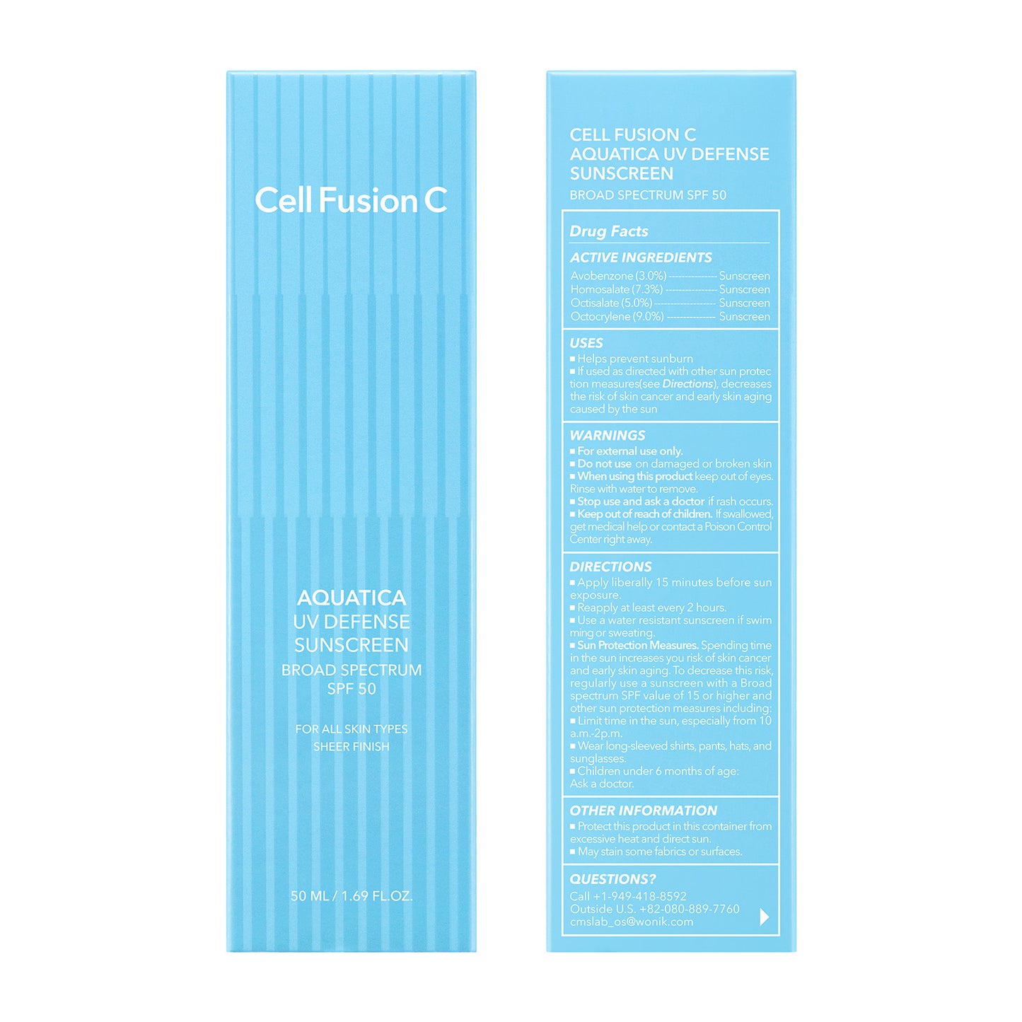 CellFusionC 1+1 Aquatica UV Defense Sunscreen OTC 50ml+50ml